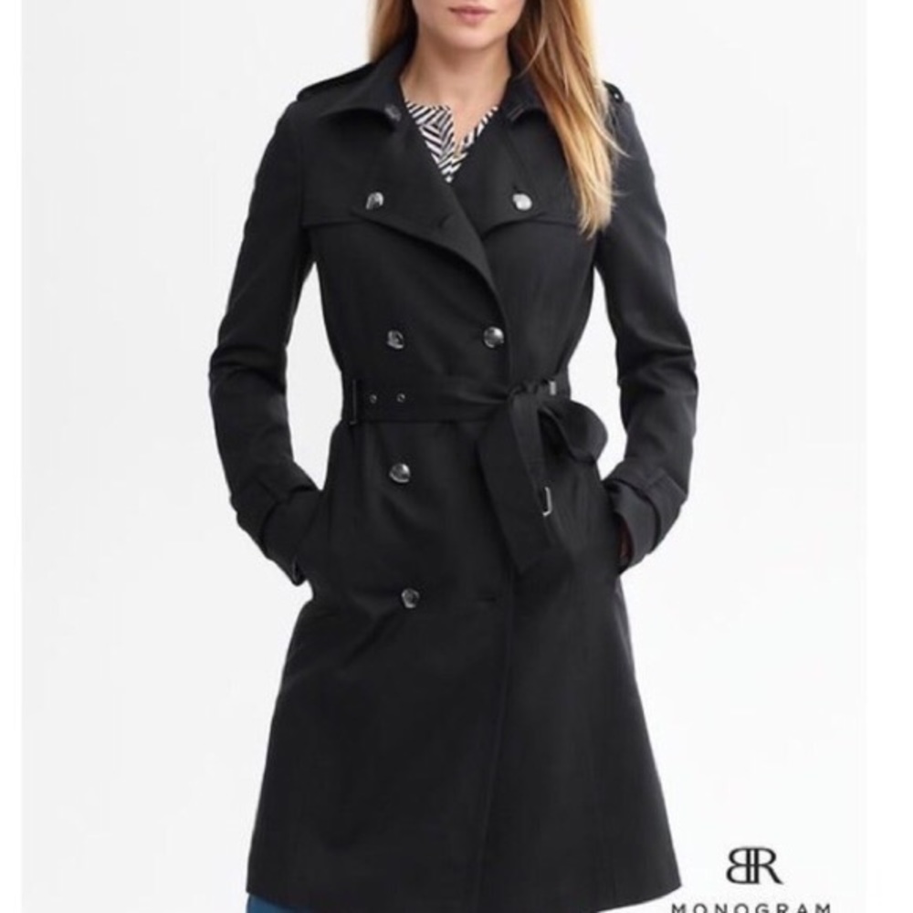 Banana republic black tailored trench coat